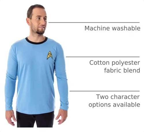 Vista 4 de Star Trek The Original Series - Camiseta de manga larga para hombre, Capitán Kirk, Spock