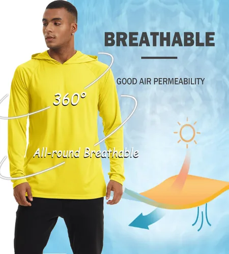 Vista 7 de BIYLACLESEN Camiseta de manga larga con protección solar UPF 50+ para hombre, para correr, con capucha