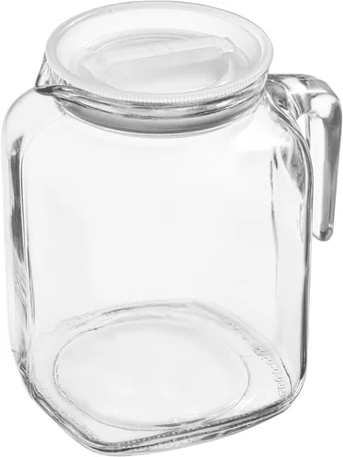 Vista 7 de Hermetic Seal - Jarra de vidrio con tapa hermética y boquilla, jarra de agua de 68 onzas para jugo casero, té helado, leche, café frío, limonada