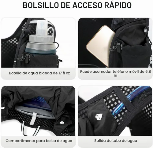 Vista 7 de IX INOXTO Running Vest Hydration Backpack, Lightweight Running Backpack