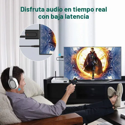 Vista 4 de Adaptador receptor transmisor Bluetooth 5.0, transmisor de audio inalámbrico portátil de 0.138 in, dongle para TV/PC/auriculares/estéreo