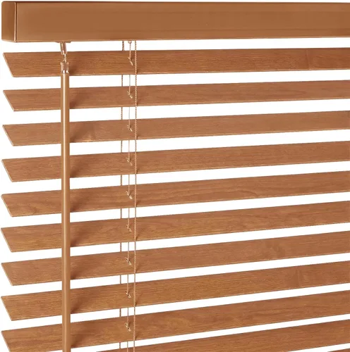 Vista 41 de Persianas de madera real de 2 pulgadas para ventanas de interior, persianas venecianas opacas de madera maciza, tamaño personalizado, color cereza