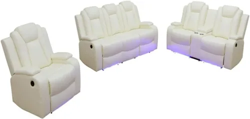 Vista 18 de Silla reclinable eléctrica, sofá biplaza, sofá para sala de estar, cómodo asiento de cuero transpirable para cine en casa con puertos de carga USB
