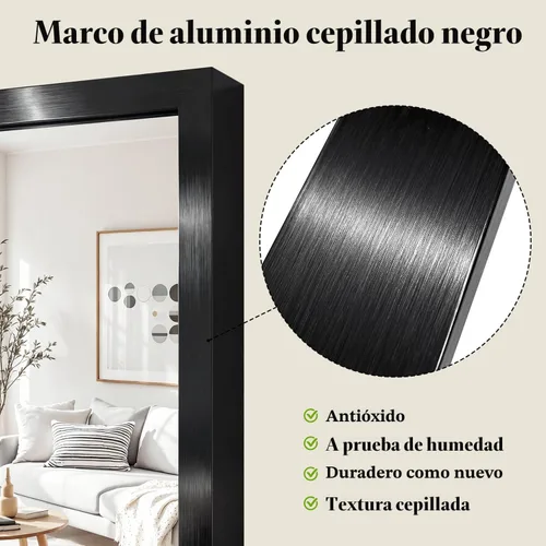 Vista 4 de Koonmi Espejo de pared rectangular negro, espejo de baño de 20 x 30 pulgadas, espejo de tocador con marco de aluminio para entrada, sala de estar