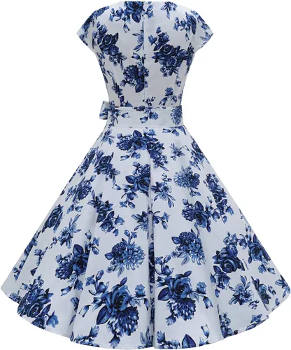 Vista 22 de Dressystar - Vestidos clásicos de fiesta con mangas casquillo, estilo Rockabilly y retro de la década de 1950