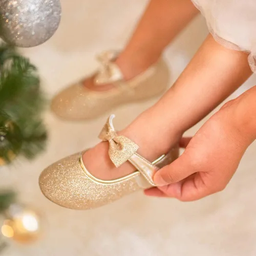 Vista 2 de Felix & Flora Zapatos de vestir para niñas pequeñas - Zapatos planos Mary Jane para niñas de flores, zapatos de ballet para fiestas y bodas