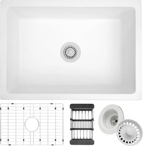 Vista 13 de Fregadero de barra negro, fregadero de cocina de montaje inferior de 13 x 15 x 10 pulgadas, fregadero de cocina pequeño y profundo de granito