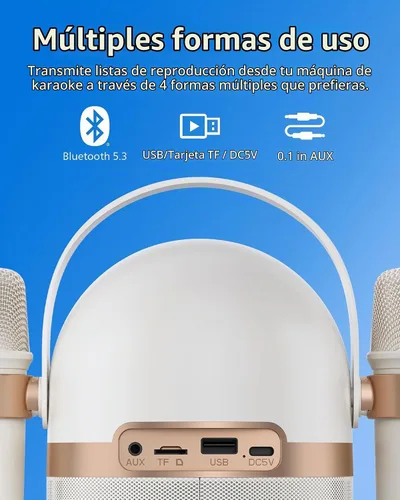 Vista 6 de PHILIPS S2508 Máquina de karaoke portátil, altavoz Bluetooth para fiestas con 2 micrófonos de karaoke, batería de 7 h, modos de luz multicolor