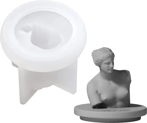 Vista 7 de Molde de silicona de estatua 3D, molde de escultura de retrato de hormigón para tapa de tarro de vela, herramientas de decoración del hogar