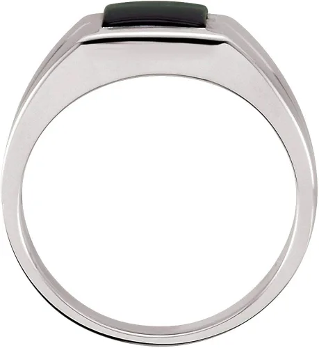 Vista 2 de Anillo de oro blanco sólido de 14 k de 0.315in cuadrado de ónix para hombre