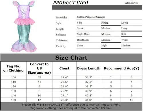 Vista 7 de AmzBarley Vestido de sirena para niñas con accesorios