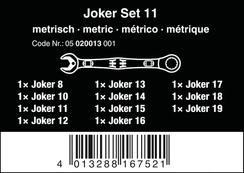 Vista 2 de WERA 05020013001 Juego de llaves combinadas Joker, 11 piezas