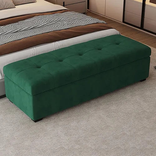 Vista 12 de Leather Storage Ottoman Bench for Bedroom, Upholstered End of Bed Bench with Metal Support Lift, Entryway for Living Room, Solid Wood Frame, Easy