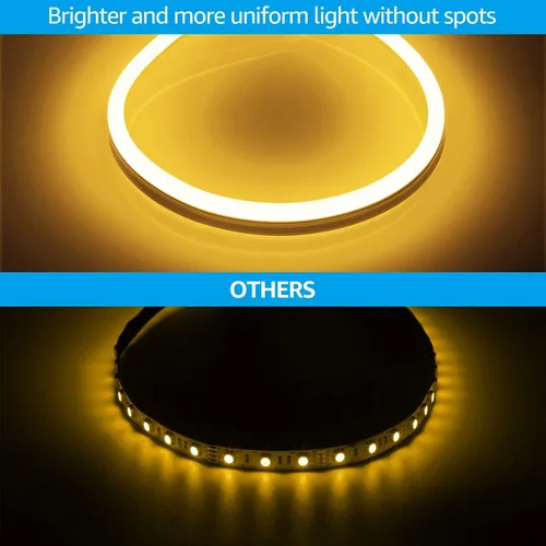 Vista 2 de TORCHSTAR Cuerda de neón LED de 50 pies para exteriores, IP67 impermeable, CA 120 V (150 pies máximo), certificado ETL y UL, decoración de edificios