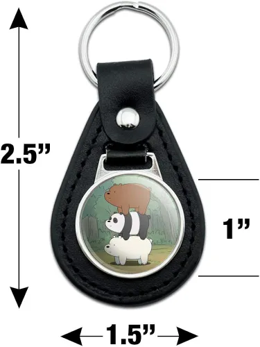 Vista 4 de GRAPHICS & MORE Llavero de cuero negro We Bare Bears Bear Stack, Negro