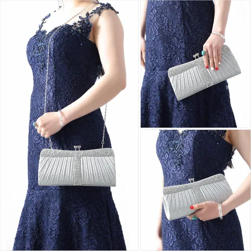 Vista 7 de Monederos de mano con diamantes de imitación para mujer, bolsos y bolsos formales de boda, fiesta, graduación, bolsas de dinero