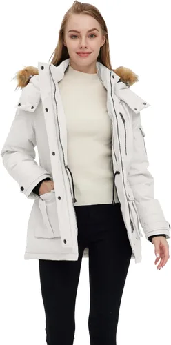 Vista 4 de wantdo - Chaqueta para mujer, acolchada, de invierno, cálida, gruesa, con capucha extraíble