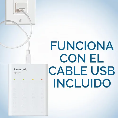 Vista 6 de Panasonic BQ-CC87ABBA Eneloop - Cargador de batería individual avanzado con tecnología de carga portátil, color blanco