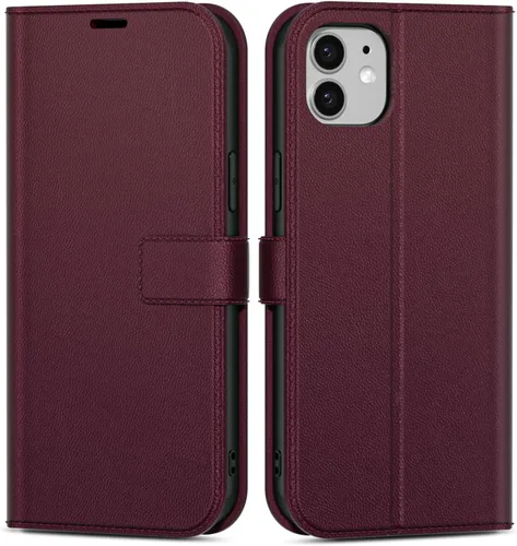 Vista 83 de oakxco Funda tipo cartera para iPhone SE 2022/2020/8/7 con soporte para tarjeta de crédito, funda magnética RFID delgada tipo libro con tapa