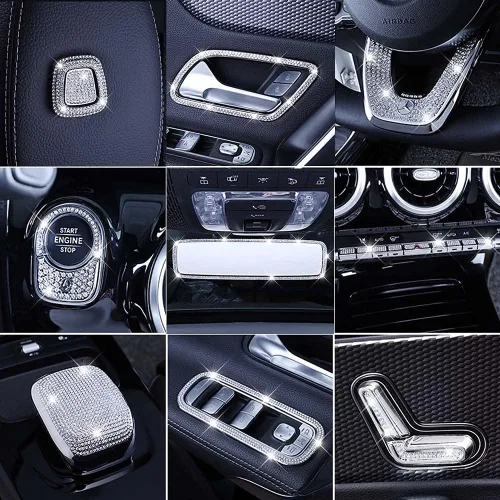 Vista 5 de Pursuestar Bling Bling - Cubierta para interruptor de control de encendido con botón de cristal, accesorios para el interior del automóvil