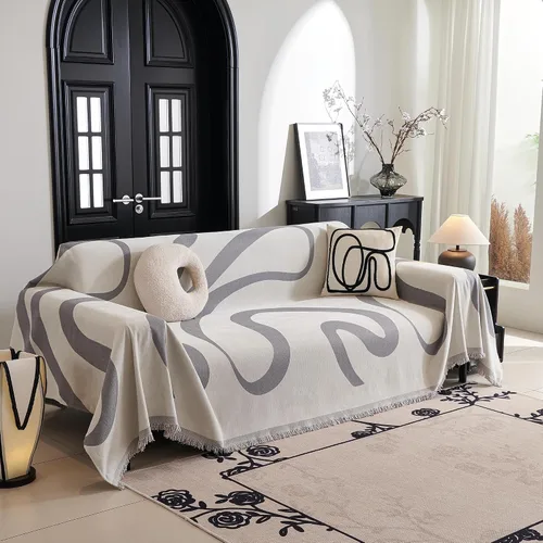 Vista 17 de MYSKY HOME - Funda extragrande para sillón de 1 cojín, lavable, protector de sofá con borlas, para mascotas y niños, 71 x 91 pulgadas, color beige