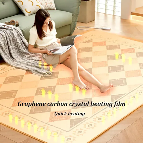 Vista 2 de Electric Heated Area Rug, Portable Heated Floor Mat with Timer & Adjustable Temperature, Foot Warmers Under Desk, Mobile Floor Heating Pads for Home