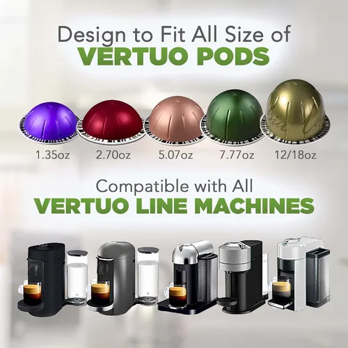 Vista 2 de Tapas reutilizables para cápsulas de café, tapas recargables para Nespresso Vertuo, compatibles con todas las máquinas VertuoLine, solución práctica