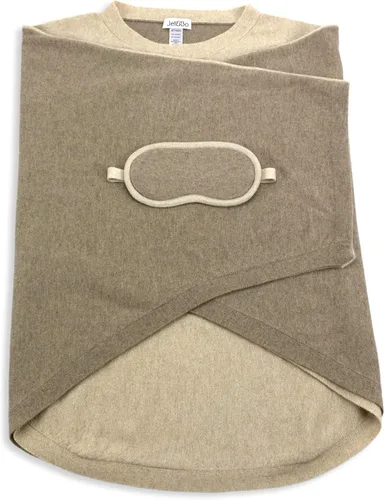 Vista 4 de Jet&Bo 100% puro cachemira Poncho y máscara de ojos Set de viaje Beige en caja de regalo