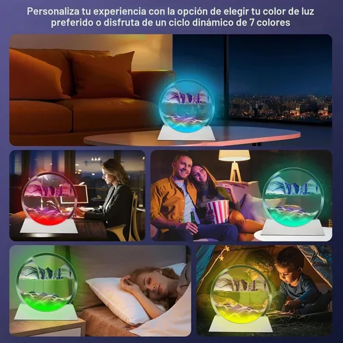 Vista 7 de Arte de arena en movimiento, decoración de movimiento líquido, lámpara de noche con altavoz Bluetooth, regulable multicolor, lámpara de arte
