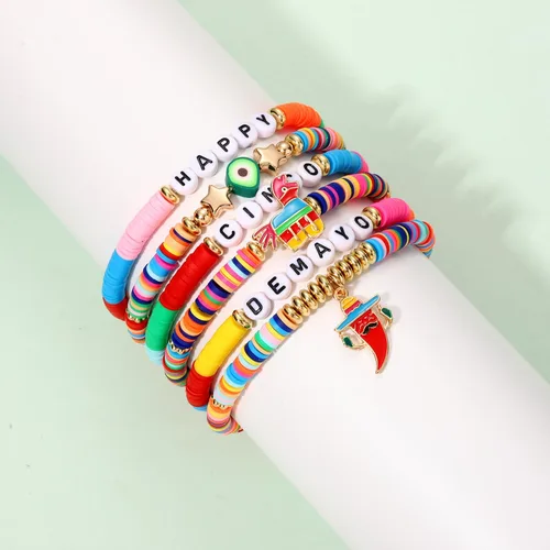 Vista 298 de Surfer Heishi - Pulseras apilables para mujer, apilables, de vinilo arcoíris, disco de arcilla, pulseras elásticas para la amistad, joyería bohemia