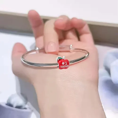 Vista 4 de NARTGO Abalorio de manzana para profesor número 1 compatible con pulseras Pandora