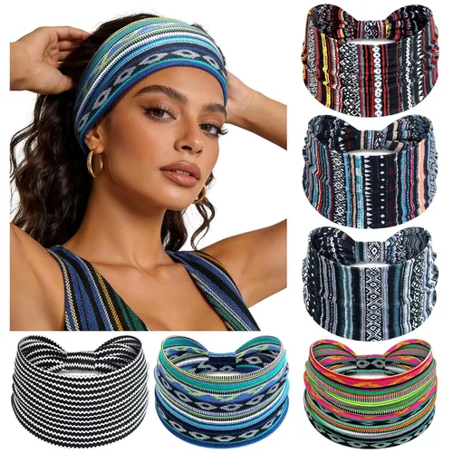 Vista 20 de Awumbuk Diademas anchas para mujeres anudadas antideslizantes bandas para la cabeza suaves diadema turbante accesorios para el cabello boho africano