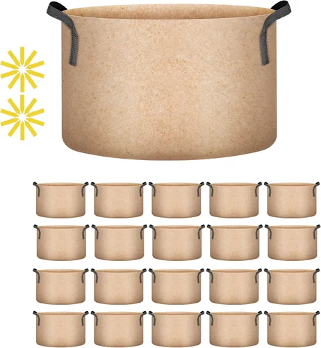 Vista 9 de iPower Paquete de 20 bolsas de cultivo de 2 galones, macetas de tela no tejida para plantación de jardín, macetas resistentes y de aireación