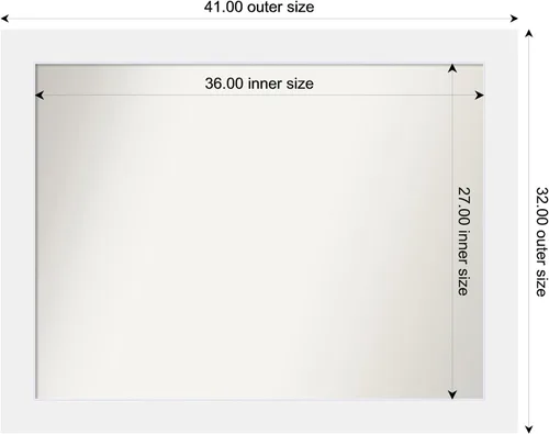 Vista 3 de Amanti Art Espejo personalizado, espejo de baño blanco Corvino, espejo de pared o espejo de tocador de baño sobre el fregadero (32 x 41 pulgadas)