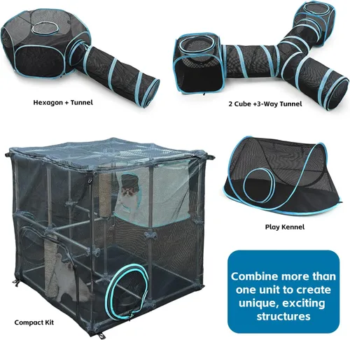 Vista 5 de INTURN Catio - Recinto para gatos al aire libre, kit compacto para exteriores e interiores (kit compacto)