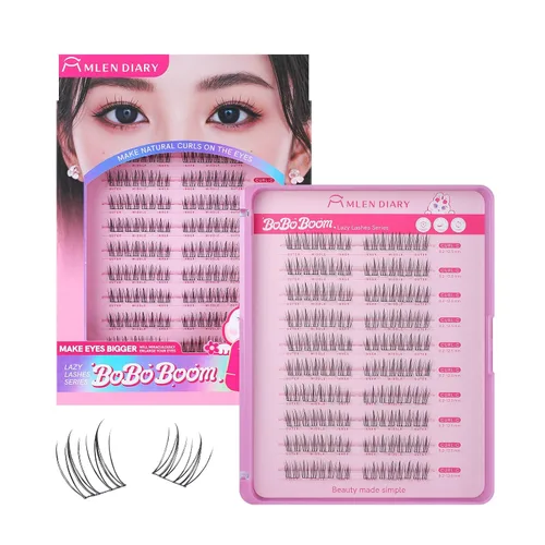 Vista 9 de MLEN DIARY Kit de 80 racimos de pestañas naturales, rizo C, kit de extensiones de pestañas con pinzas removedoras de pestañas de 0.335-0.492 in