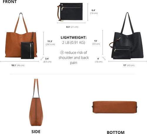 Vista 3 de Scarleton Leather Tote Bag for Women, Womens Purses and Handbags, Reversible Tote Bags for Women, Purses for Women, H1842