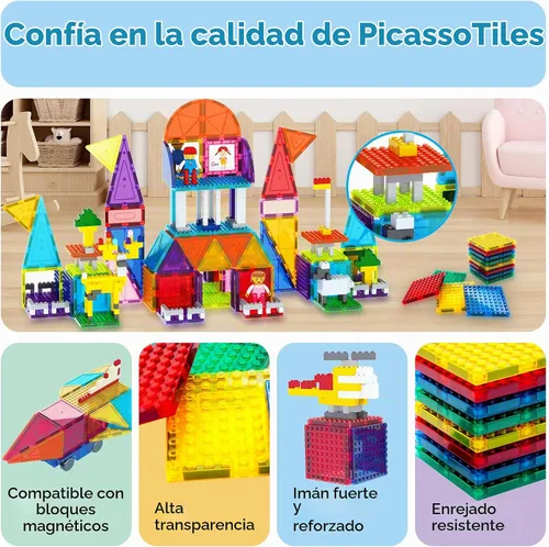 Vista 8 de PicassoTiles Bloques de construcción magnéticos Azulejos de ladrillo STEM creativos azulejos magnéticos Set de complementos de construcción Juguete