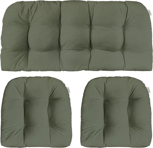Vista 31 de RSH DECOR: Sunbrella - Juego de 3 cojines de mimbre copetudos 41 x 19 pulgadas y 19 x 19 pulgadas Fabricado con tela de rendimiento Sunbrella