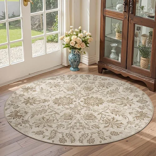 Vista 330 de jinchan Lima - Alfombra simétrica floral geométrica lavable, alfombra de entrada de medio círculo de 2 x 3, alfombra de media luna, suave y Azul