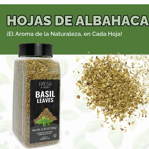 Vista 5 de Fresh Finest Especias de hojas de albahaca 5.30 onzas – Albahaca dulce seca para cocinar, sin OMG, sin gluten