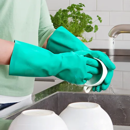 Vista 5 de ThxToms guantes de nitrilo para el hogar, resistentes al aceite, ácido, alcalinos y solventes 15mil,Reusable Heavy Duty Diswashing Gloves, Resist