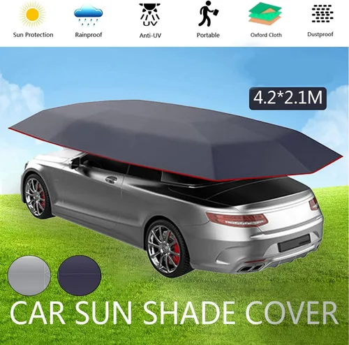 Vista 3 de 2 fundas universales para sombrilla para coche, tela impermeable UV, 13.8 x 6.9 ft, color plateado