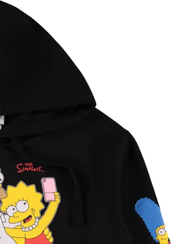 Vista 4 de The Simpsons Sudadera con capucha para mujer, Lisa, Bart y Homer Simpson con estampado de manga