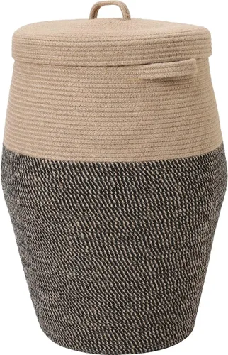 Vista 21 de Cesta alta de cuerda de algodón hecha a mano de 26"x20" con tapa, elegante forma de frasco con cubierta, cesto para ropa con tapa, para dormitorio