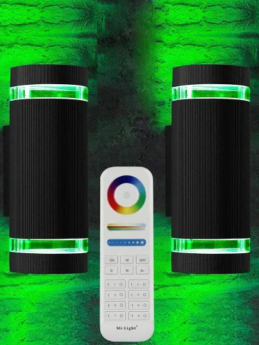 Vista 2 de rosykite Iluminación LED que cambia de color RGB doble hacia arriba y hacia abajo, luz de pared al aire libre, 12 W, 1200 lm, temperatura blanca