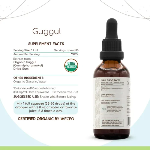 Vista 3 de HerbEra Guggul - Tintura orgánica USDA Extracto sin alcohol, gotas de hierbas de alta potencia Guggul orgánico certificado (Commiphora Mukul)