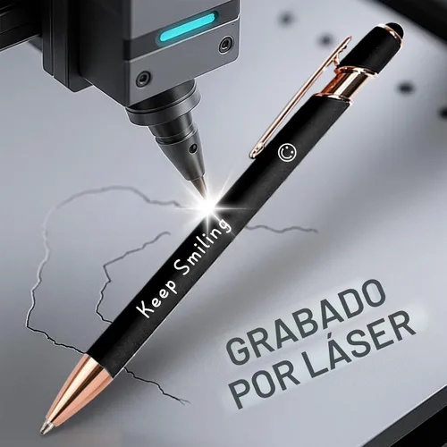 Vista 2 de Bolígrafos personalizados a granel, bolígrafos personalizados con nombre/logotipo en ambos lados, regalo de tinta negra, bolígrafo grabado con lápiz