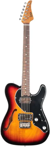 Vista 7 de EART E-TT72 Guitarra eléctrica de cuerpo semihueco de 6 cuerdas, capacidad de juego versátil, potentes pastillas Humbucker guitarras de puente fijo