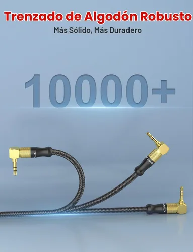 Vista 7 de VANAUX Cable auxiliar para automóvil de 90 grados en ángulo recto, cable auxiliar estéreo a conector compatible con reproductor MP3, estéreo